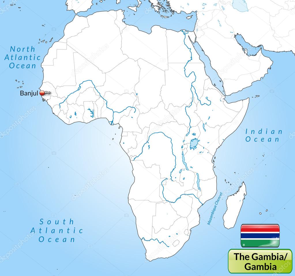 Map of Farica and Gambia pointed